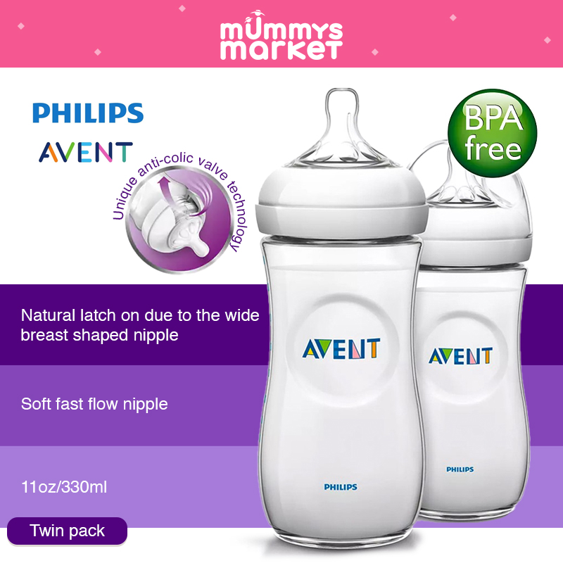 Philips Avent 330ml Natural Bottle Twin Pack (SCF696/23)